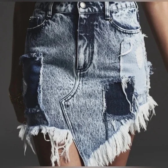 Retrofēte Irene acid wash denim jean skirt XS - Picture 3 of 16